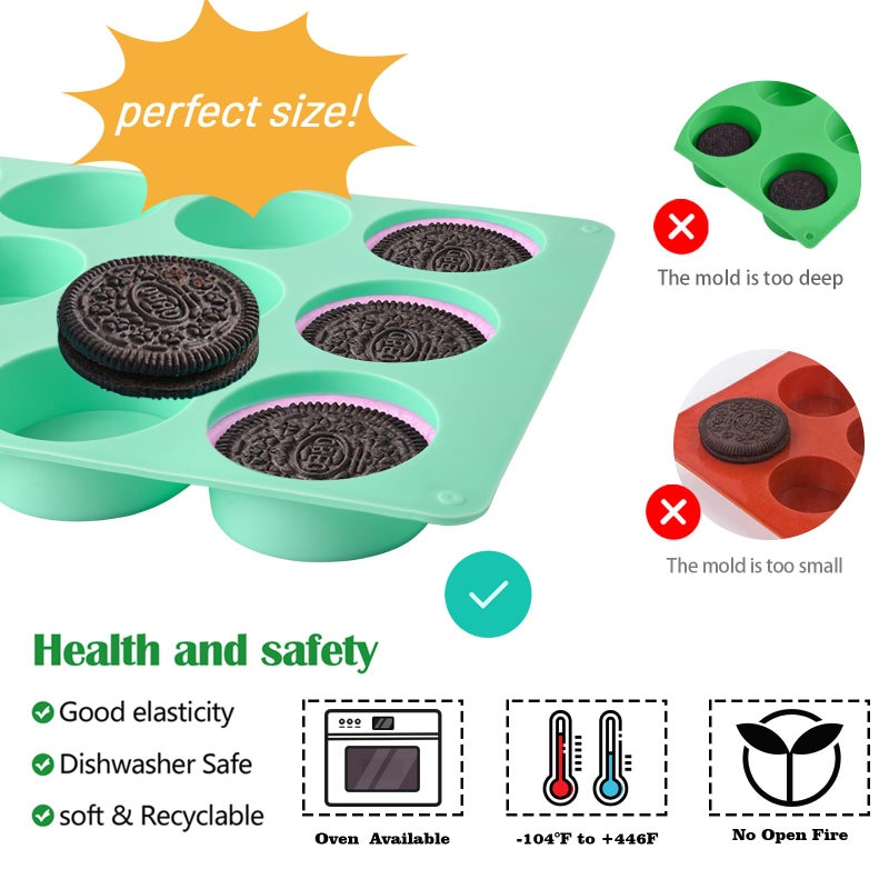 Actvty Round Chocolate Cookie Molds, New Size 12-Cavity Cylinder Chocolate Cover Cookie Silicone Molds for Candy Mini Cakes Jelly Baking（2 Pack） - Image 4